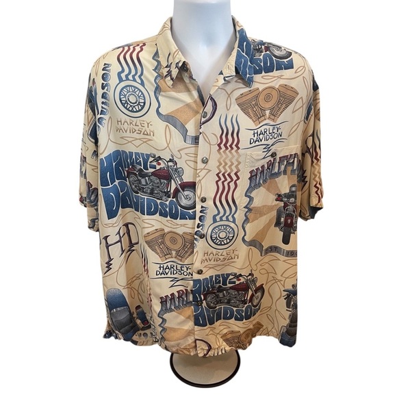 Harley Davidson Vintage Tori Richards Hawaiian Shirt Size XL - Picture 1 of 8
